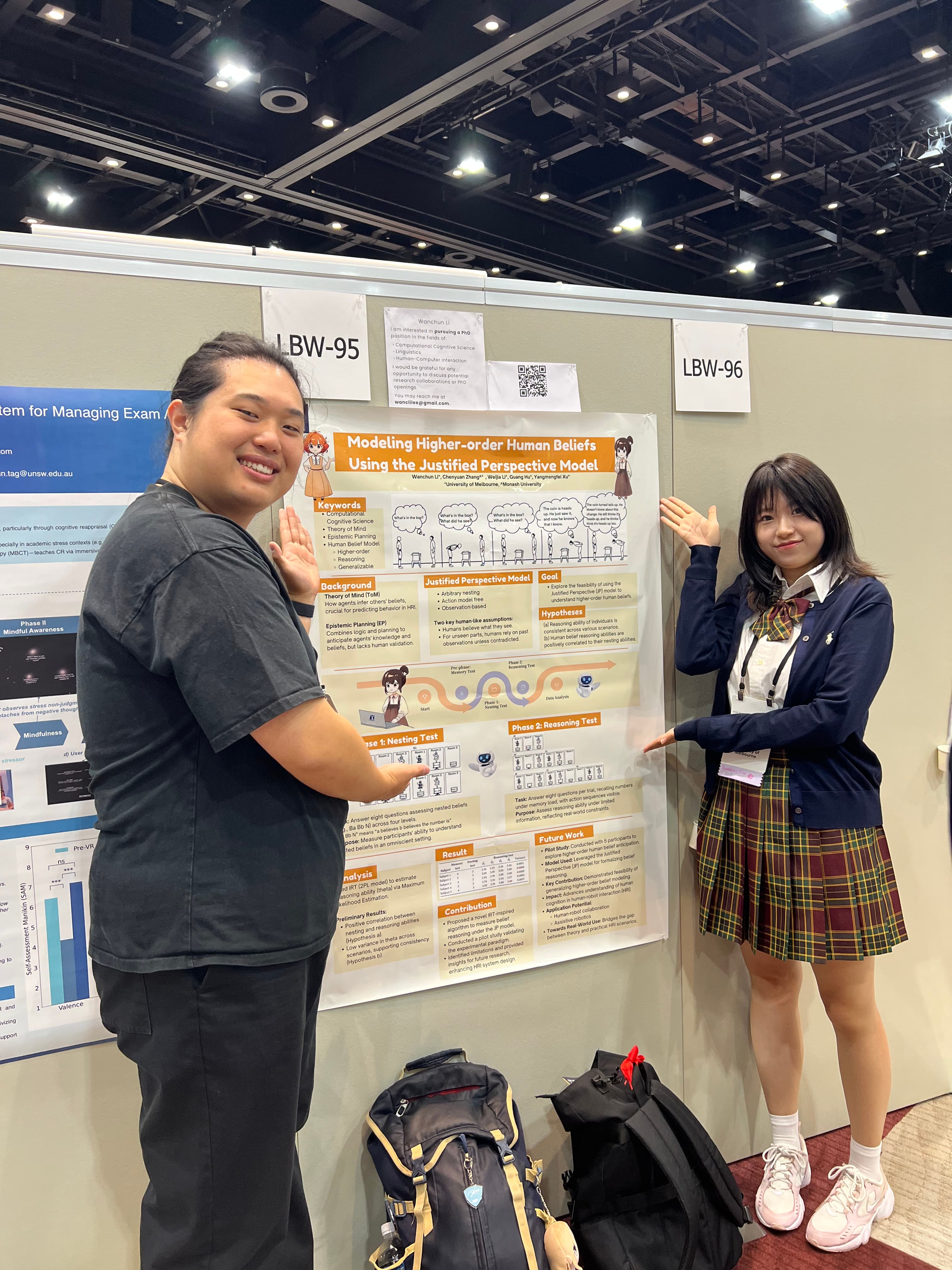 Yangmengfei Xu and Wanchun Li beside their research poster at CHI 2025