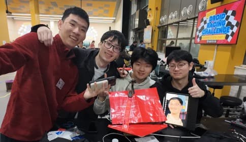 Ausdroid team with their robot at the Droid Racing Challenge