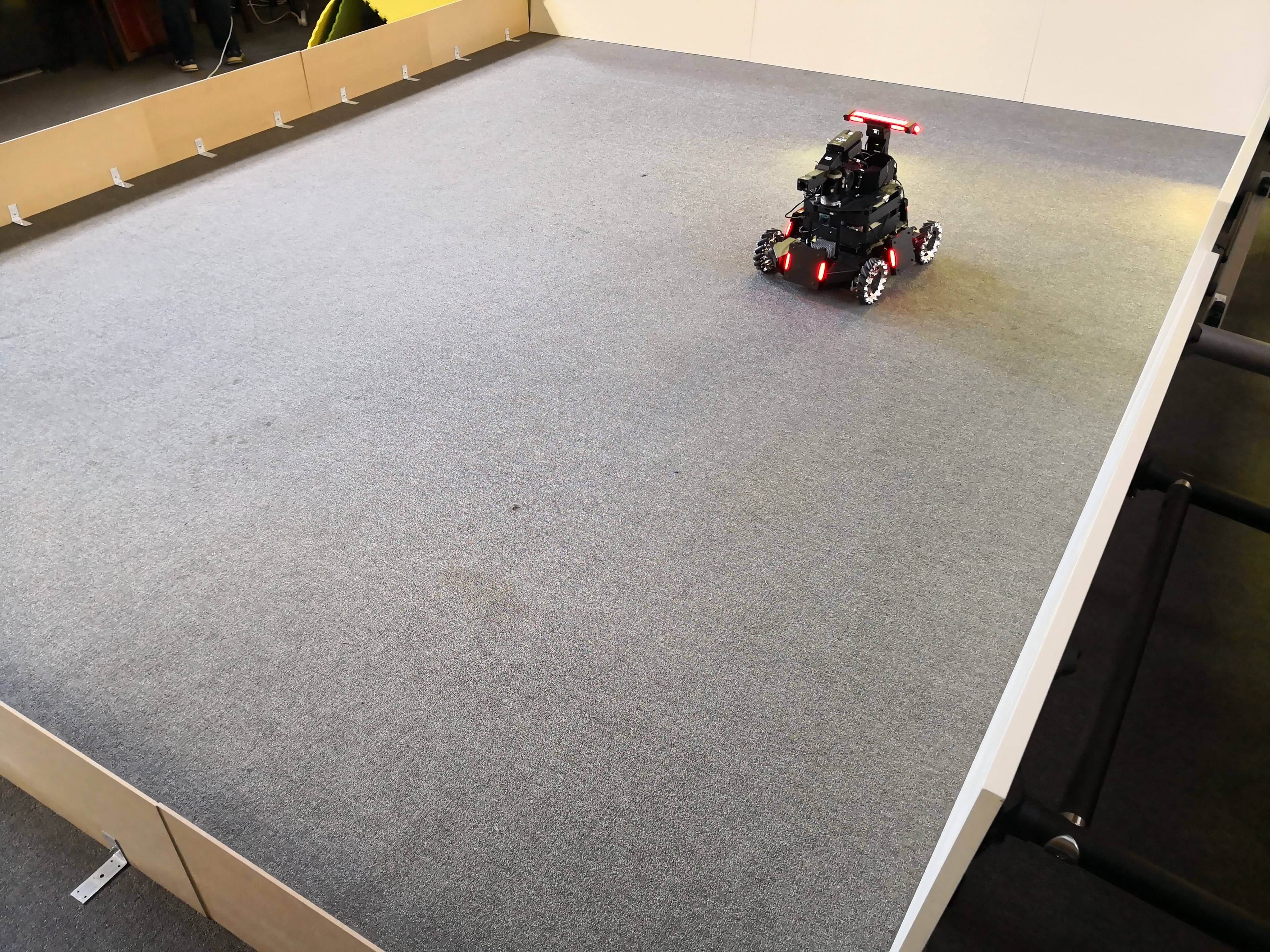 The robot on the display floor during preparation