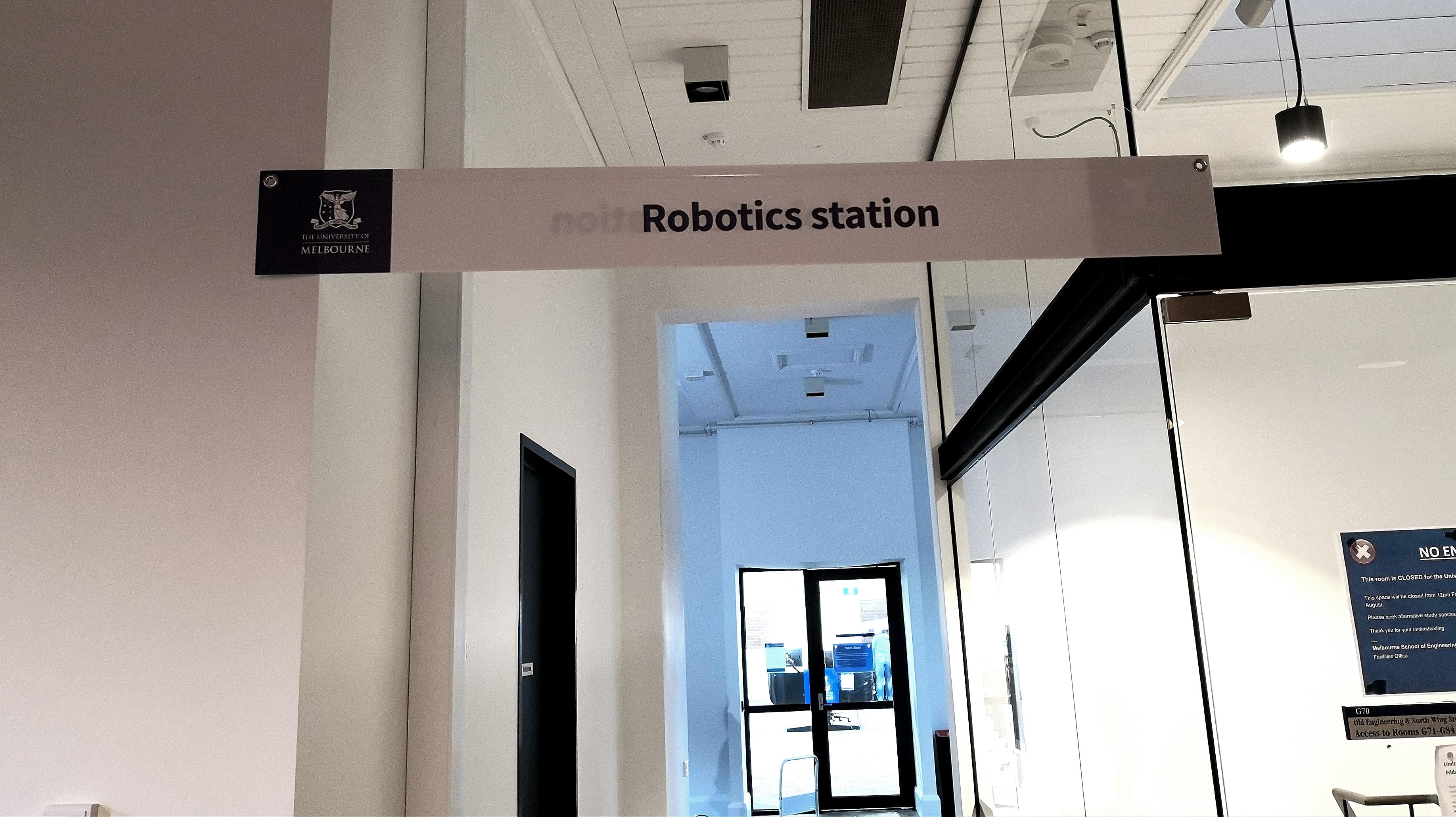 The Robotics Station entrance prepared for Open Day